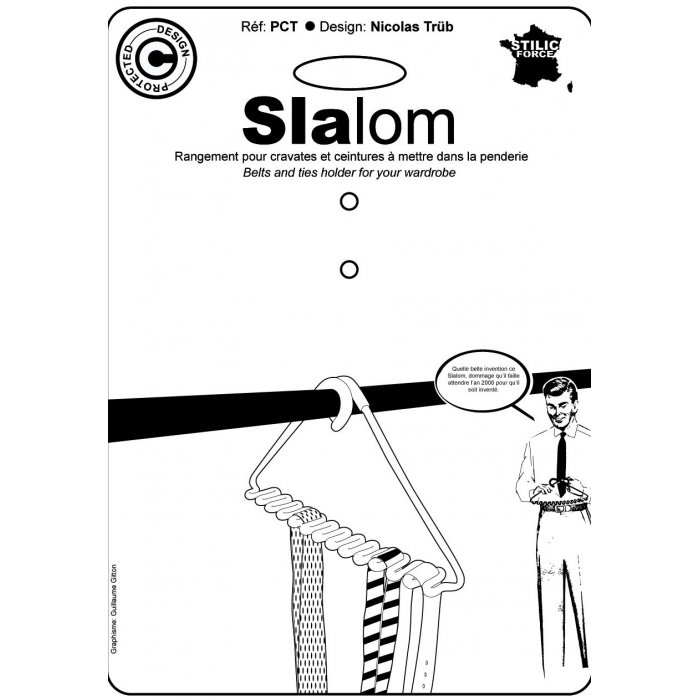 SLALOM - Porte ceinture/cravate monopièce ultra design. By Stilic Force Rangement