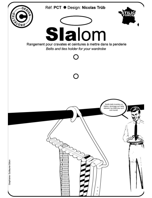 SLALOM - Porte ceinture/cravate monopièce ultra design. By Stilic Force Rangement